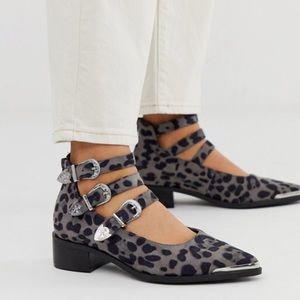 ASOS mae western leopard print flat shoes